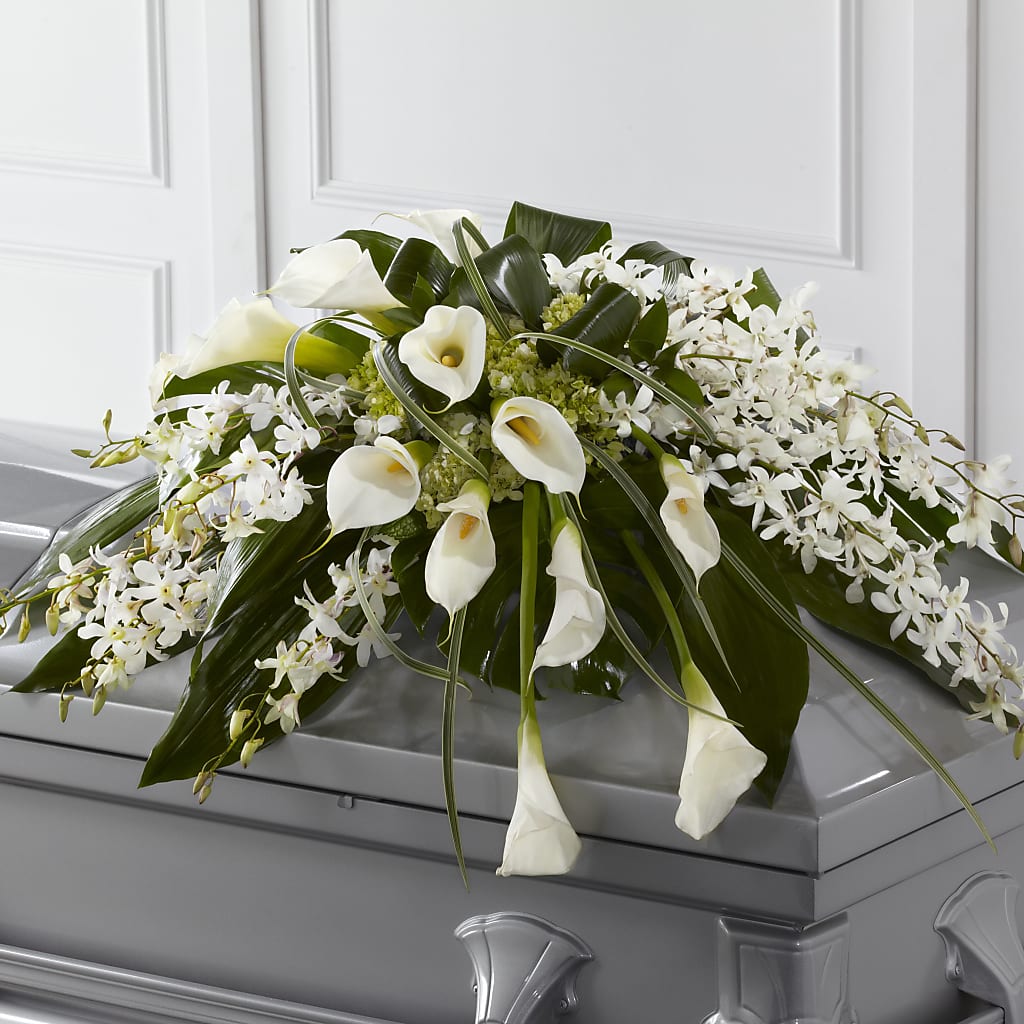 Angel Wings Casket Spray – Castalia Flower Shoppe, Castalia OH