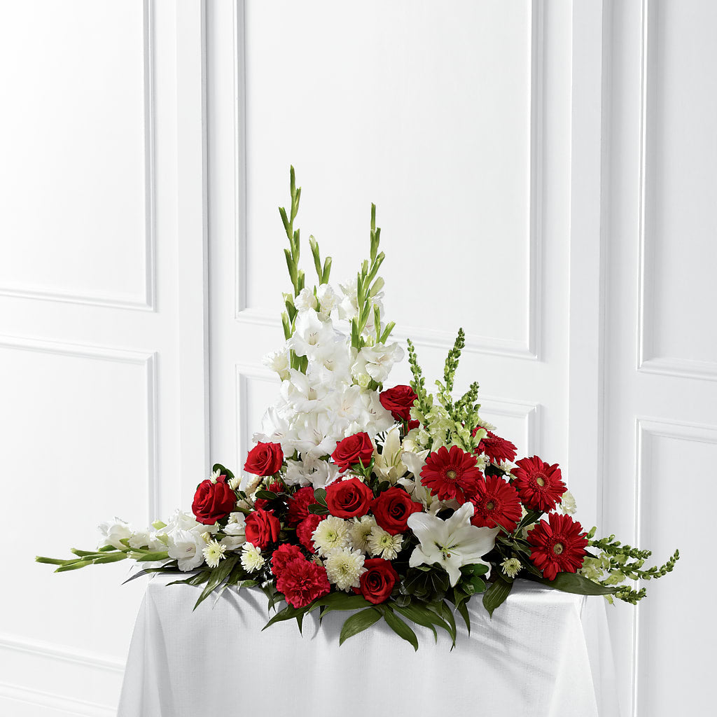 Crimson & White Arrangement – Castalia Flower Shoppe, Castalia OH
