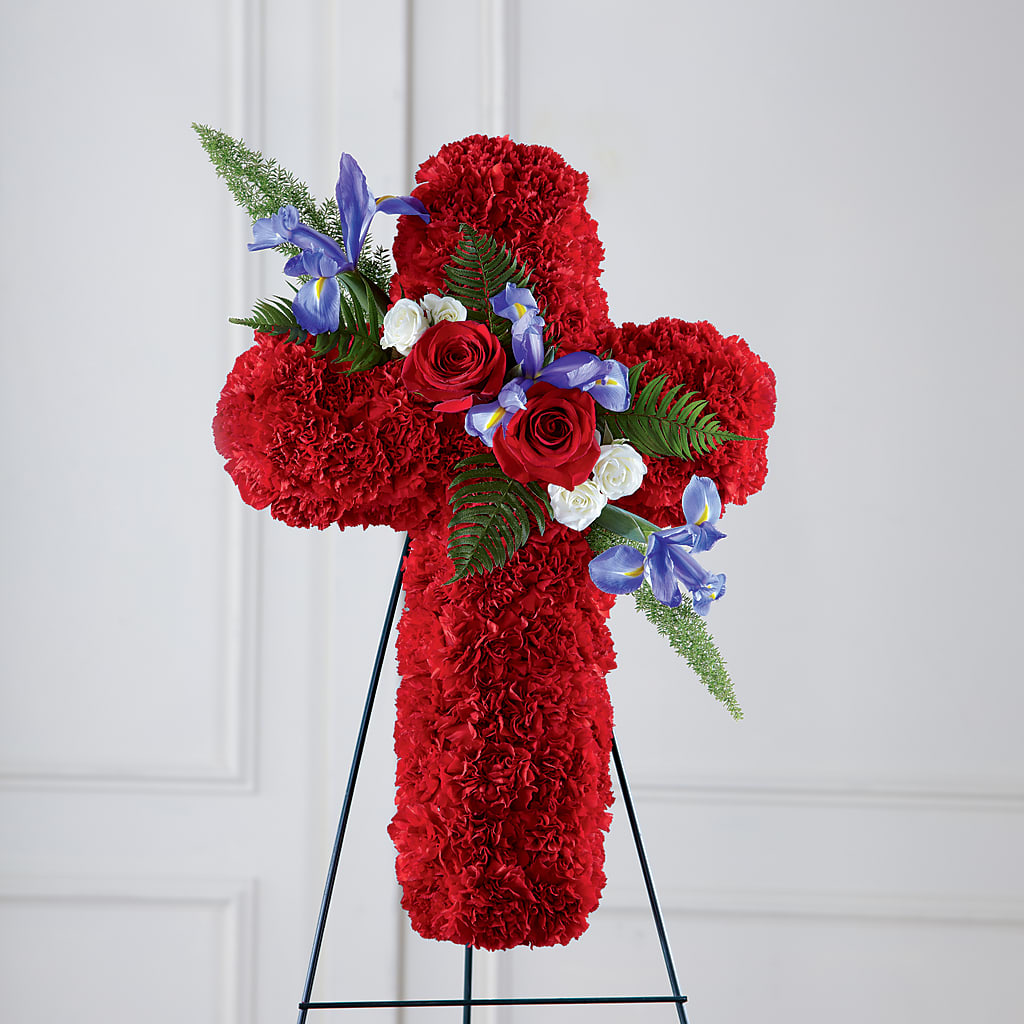 Faithful Hero Floral Cross – Castalia Flower Shoppe, Castalia OH