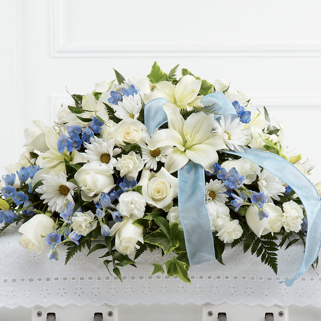 Tender Treasure Casket Spray – Castalia Flower Shoppe, Castalia OH