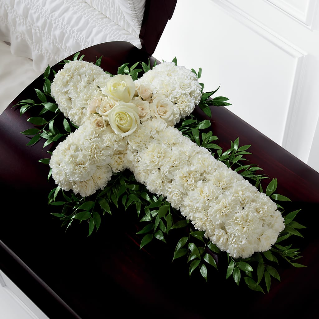 Peaceful Memories Casket Spray (Standard) – Castalia Flower Shoppe, Castalia OH