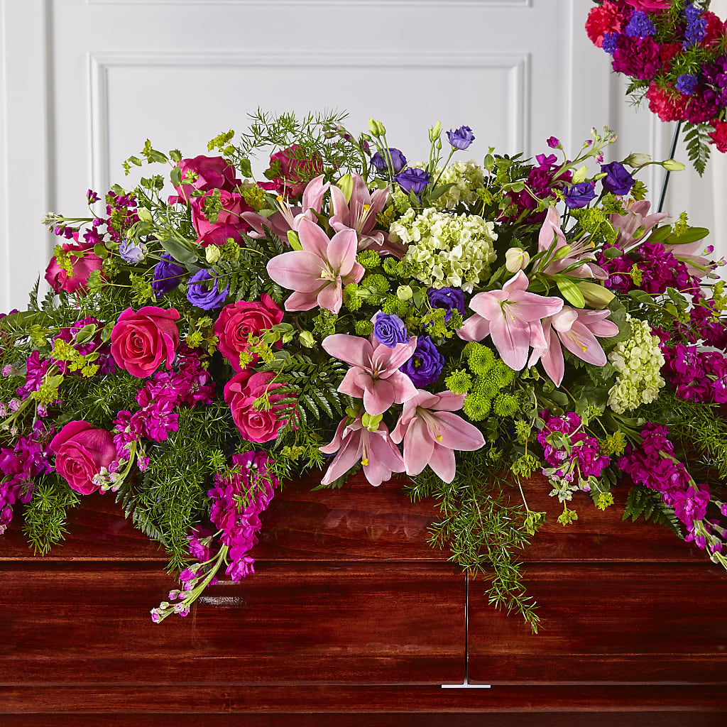 Radiant Tribute Casket Spray – Castalia Flower Shoppe, Castalia OH