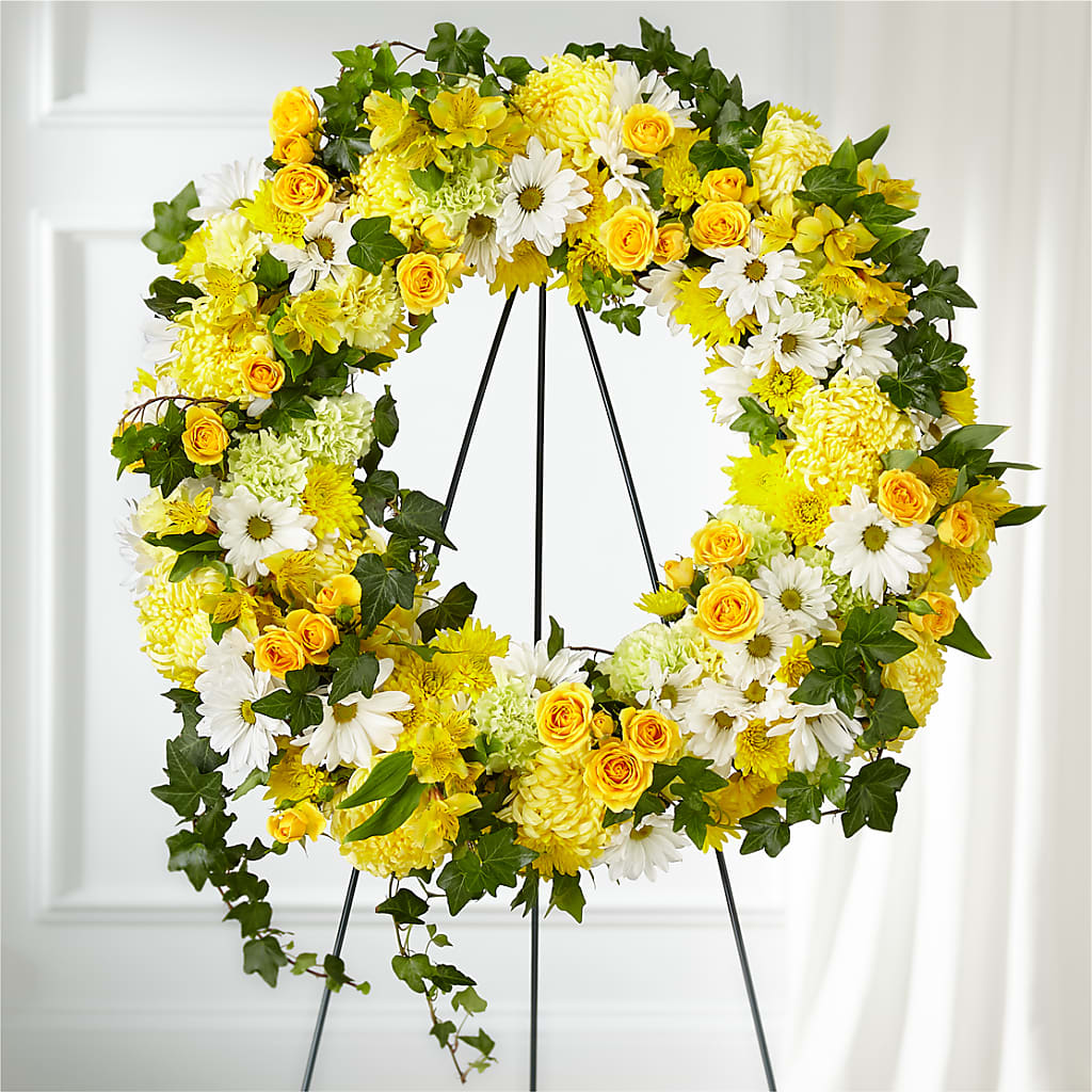 Golden Remembrance Wreath – Castalia Flower Shoppe, Castalia OH