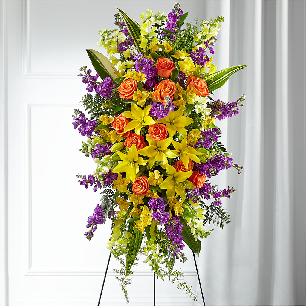 Thoughtful Prayers Standing Spray – Castalia Flower Shoppe, Castalia OH