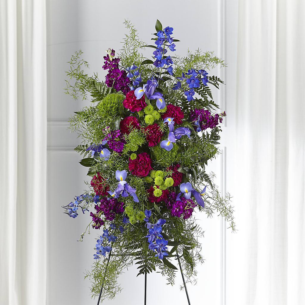 Heavenly Skies Standing Spray – Castalia Flower Shoppe, Castalia OH