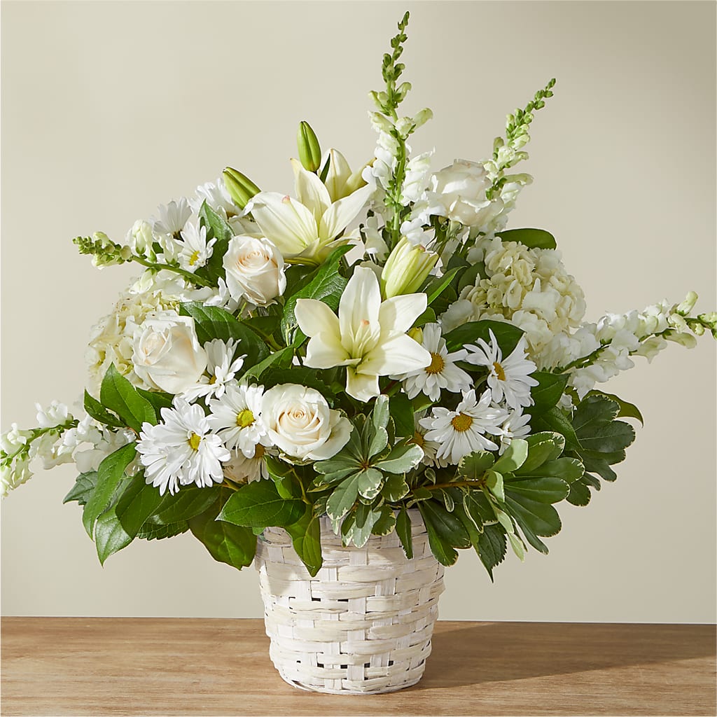Ivory Elegance Floral Basket – Castalia Flower Shoppe, Castalia OH