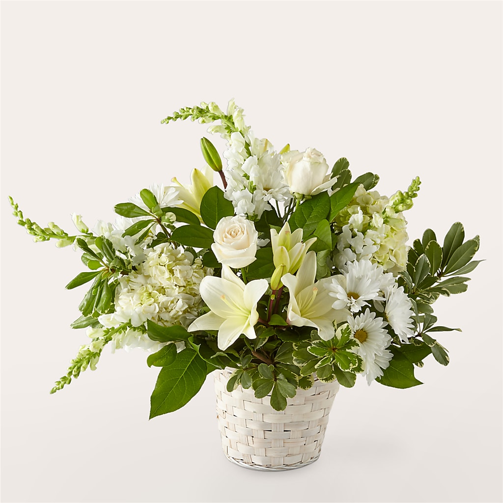 Ivory Elegance Floral Basket – Castalia Flower Shoppe, Castalia OH