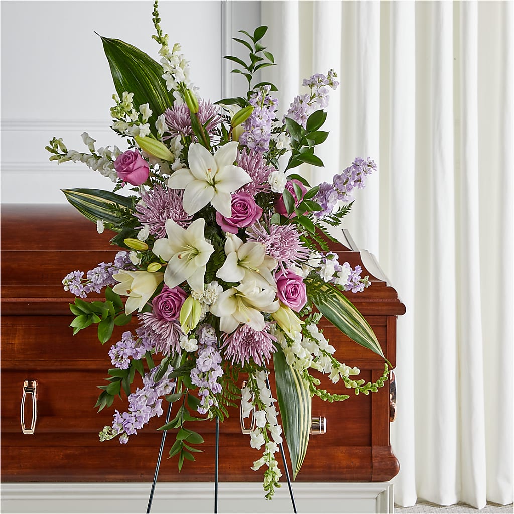Grateful Hearts Standing Spray – Castalia Flower Shoppe, Castalia OH