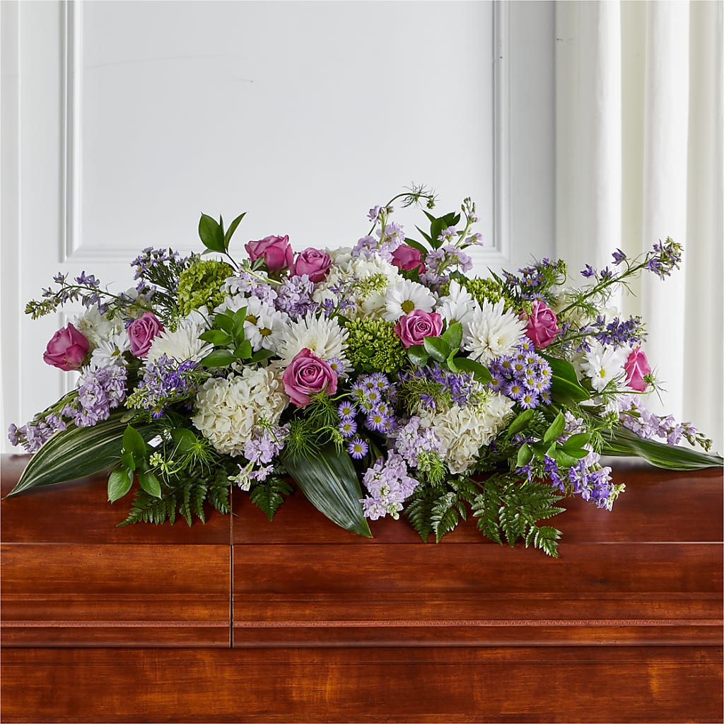 Meadows of Serenity Casket Spray – Castalia Flower Shoppe, Castalia OH