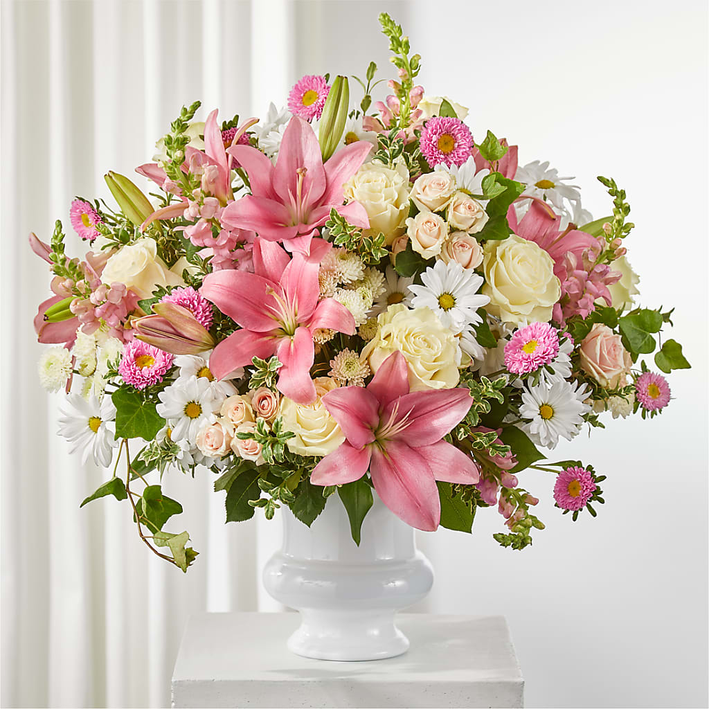 Empathetic Blooms Urn Arrangement – Castalia Flower Shoppe, Castalia OH