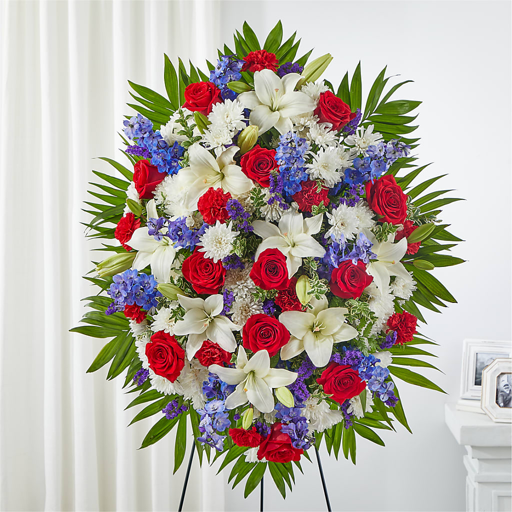 Cherished Service Standing Spray – Castalia Flower Shoppe, Castalia OH