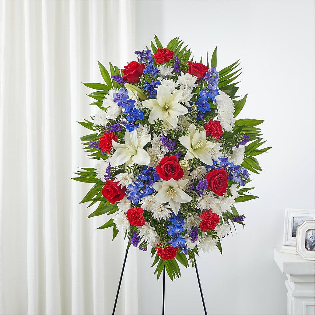 Cherished Service Standing Spray – Castalia Flower Shoppe, Castalia OH