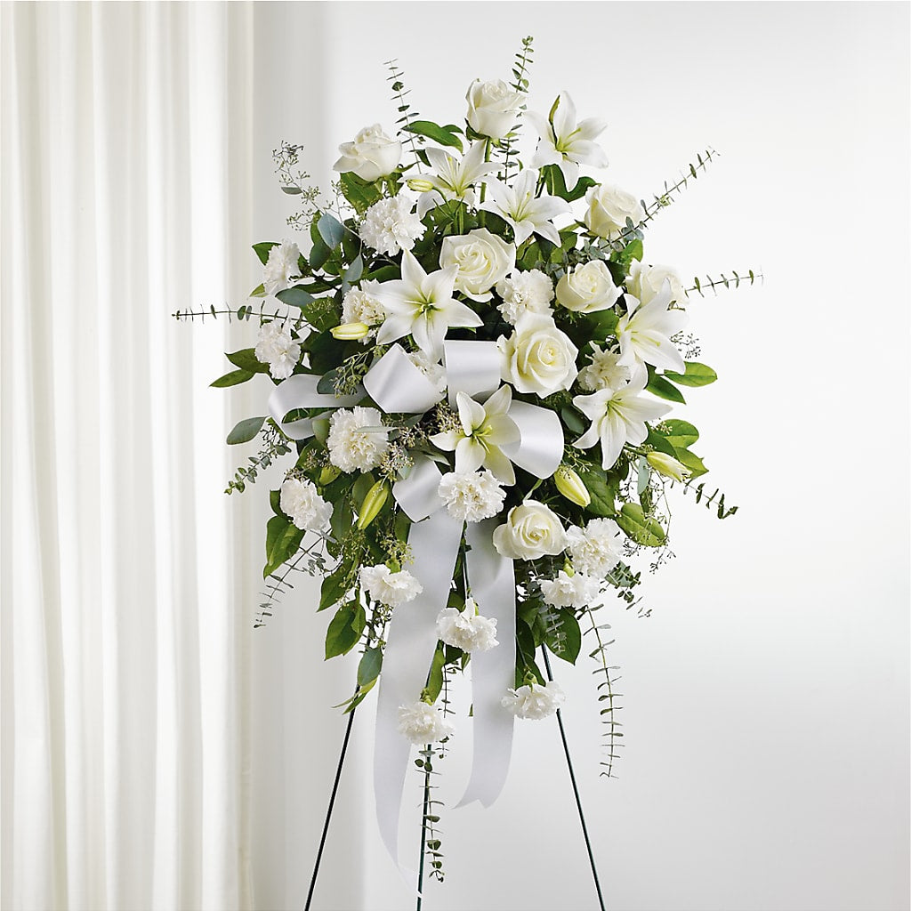 With Care Standing Spray – Castalia Flower Shoppe, Castalia OH