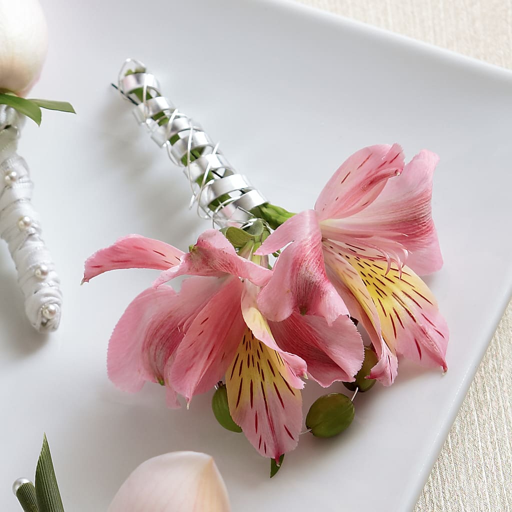 Pink Peruvian Lily Boutonniere – Castalia Flower Shoppe, Castalia OH