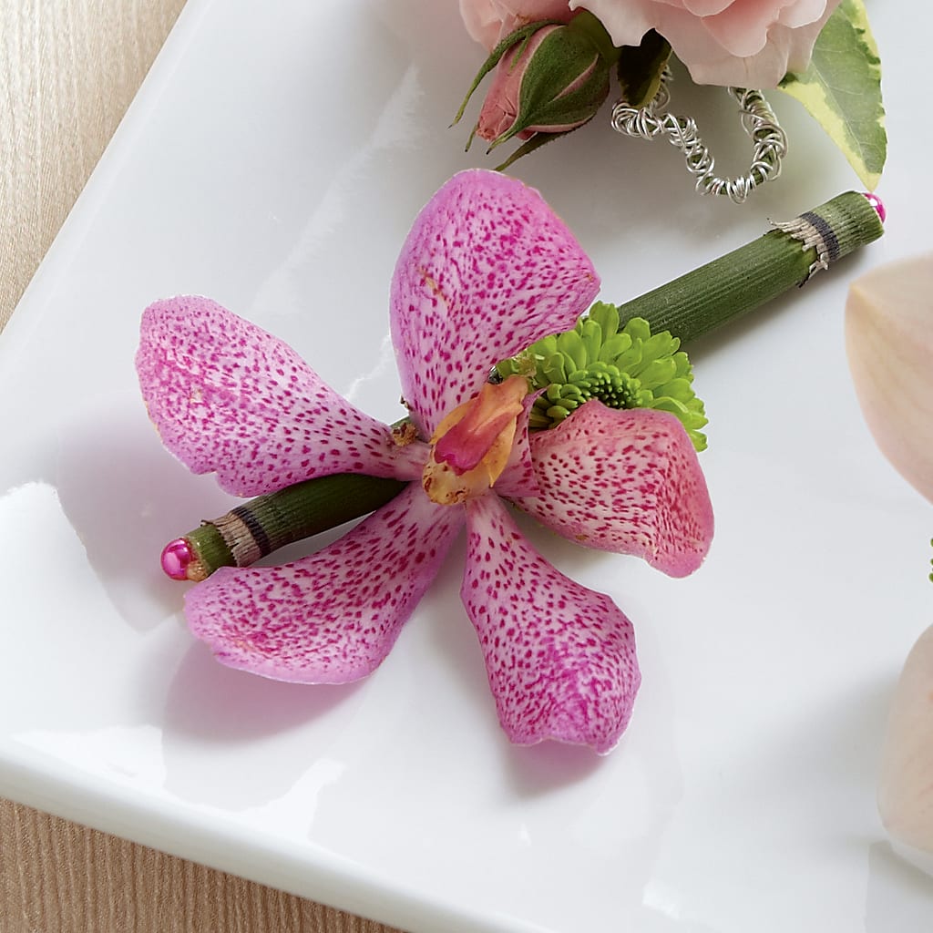 Pink Mokara Boutonniere – Castalia Flower Shoppe, Castalia OH