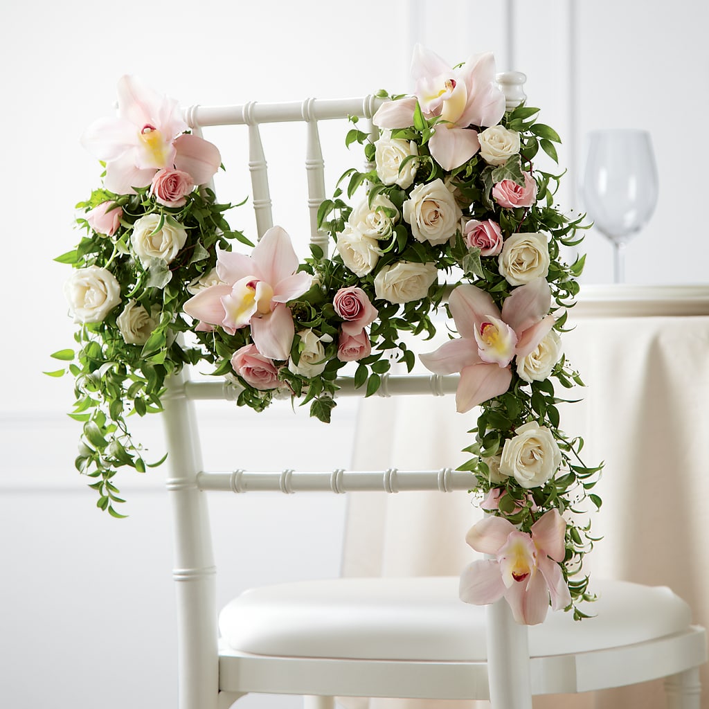 Orchid Rose Chair Décor – Castalia Flower Shoppe, Castalia OH