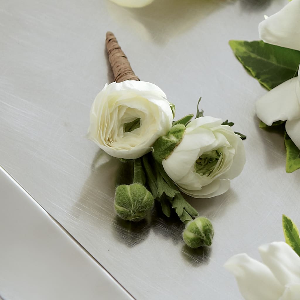 White Ranunculus Boutonniere – Castalia Flower Shoppe, Castalia OH