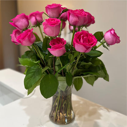 Long Stem Pink Rose Bouquet –  Castalia Flower Shoppe, Castalia OH