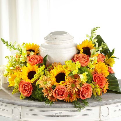 Faithful Sunflower Cremation Adornment –  Castalia Flower Shoppe, Castalia OH