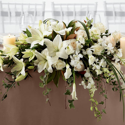 White Linen Arrangement –  Castalia Flower Shoppe, Castalia OH